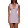 Princess Polly Alsace Plunge Cotton Minidress In Purple