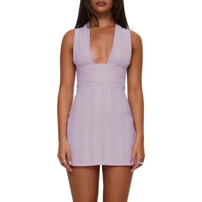 Princess Polly Alsace Plunge Cotton Minidress In Purple