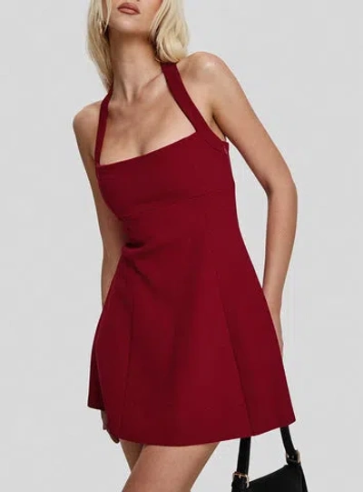 Princess Polly Alyn Halter Mini Dress In Wine Red