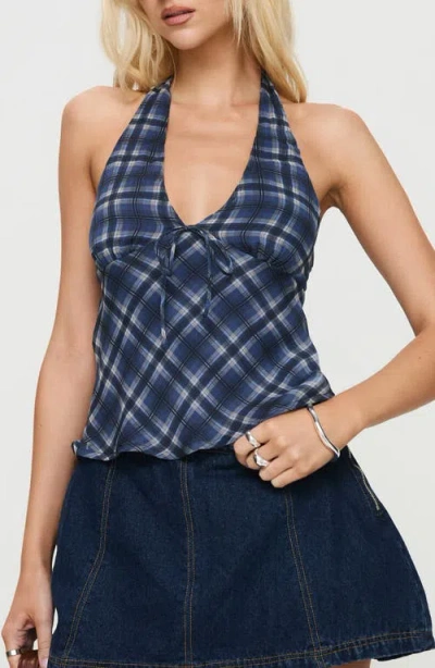 Princess Polly Amalthea Plaid Halter Top In Blue