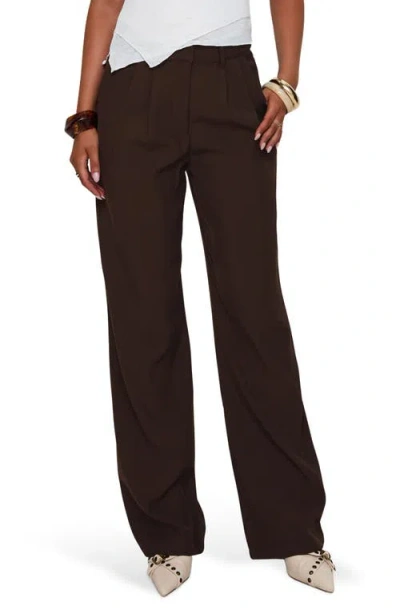 Princess Polly Ambient Pleat Front Wide Leg Pants In Brown