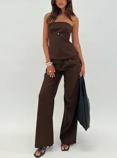 Princess Polly Ambient Wide Leg Pant In Chocolate