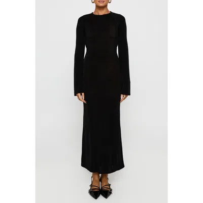 Princess Polly Amersham Open Back Long Sleeve Maxi Dress In Black