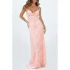 Princess Polly Amiya Floral Velvet Burnout Gown In Pink
