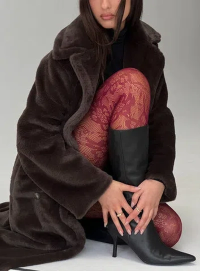 Princess Polly Ammelia Sheer Lace Tights Red