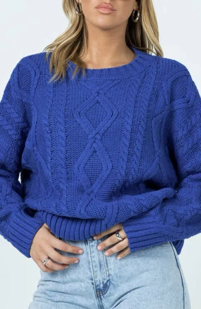 Princess Polly Anaya Oversize Cable Stitch Sweater In Blue