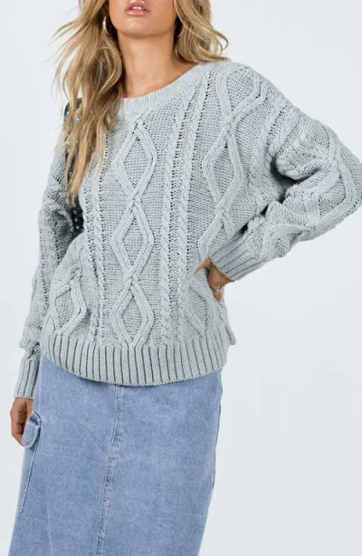Princess Polly Anaya Oversize Cable Stitch Sweater In Grey