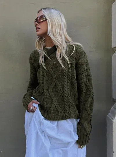 Princess Polly Anaya Oversized Sweater In Olive