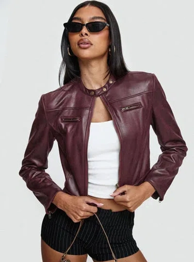 Princess Polly Anfield Jacket In Burgundy