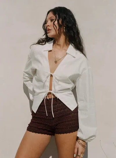 Princess Polly Angelis Lace Shorts In Chocolate