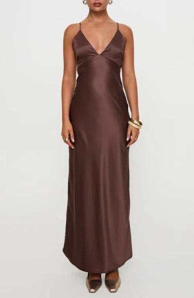 Princess Polly Angels Only Satin Gown In Brown