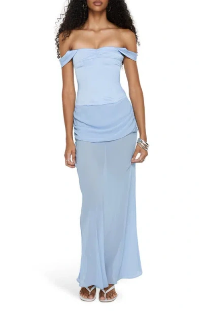 Princess Polly Angiola Off The Shoulder Corset Maxidress In Blue