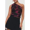 Princess Polly Annem One-shoulder Top In Black / Red