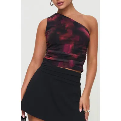 Princess Polly Annem One-shoulder Top In Black / Red