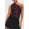 Princess Polly Annem One-shoulder Top In Black/red