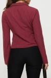 Princess Polly Anni Pinstripe Long Sleeve Button-up Shirt In Red