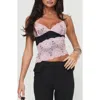Princess Polly Antoine Lace Asymmetric Crop Camisole In Pink