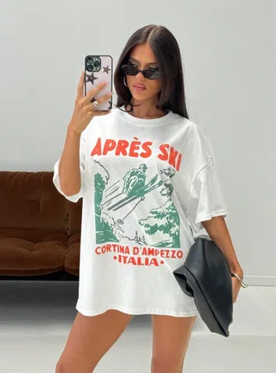 Princess Polly Apres Ski Italia Oversized Graphic Top In White