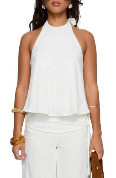 Princess Polly Aquaria Linen Blend Halter Top In White