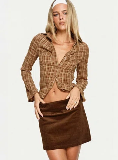 Princess Polly Araceli Corduroy Mini Skirt In Brown