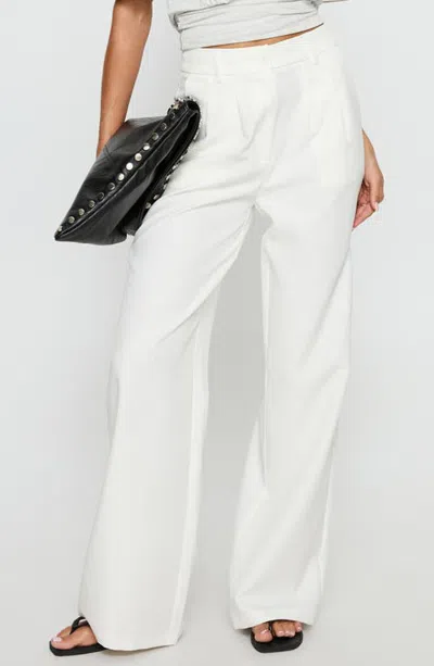 Princess Polly Archer Petite High Waist Straight Leg Pants In White