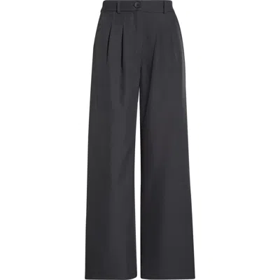 Princess Polly Archer Pleated High Waist Straight Leg Pants In Blue