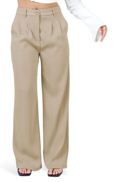 Princess Polly Archer Pleated Wide Leg Pants In Taupe