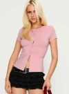 Princess Polly Are We Clear Knit Button-up Shirt In Pink