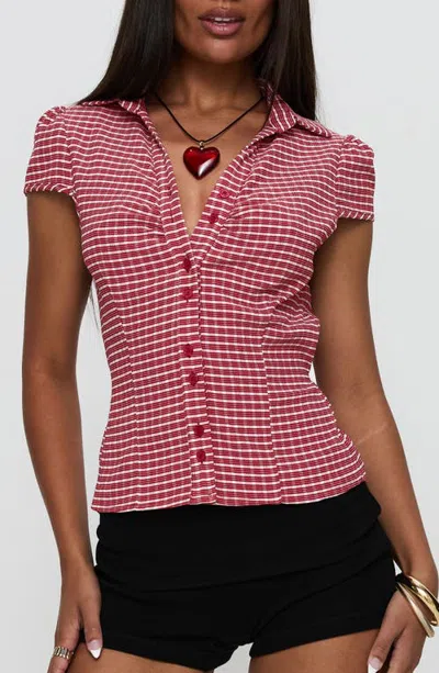 Princess Polly Arianwyn Gingham Button-up Shirt In Pink