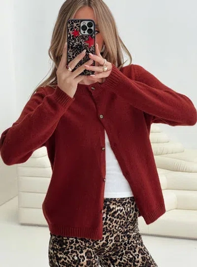 Princess Polly Arica Button Up Knit Cardigan In Red