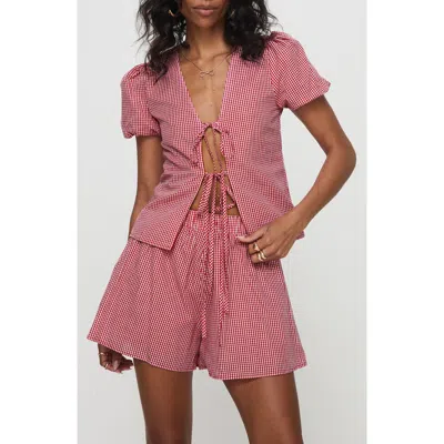 Princess Polly Arlina Gingham Cotton Tie Front Top & Shorts Set