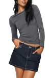 Princess Polly Arnim Crop Long Sleeve Top In Grey