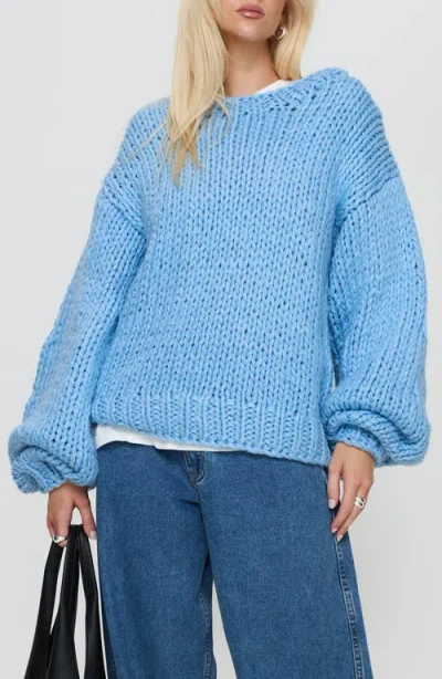 Princess Polly Arrowtown Chunky Balloon Sleeve Sweater In Blue