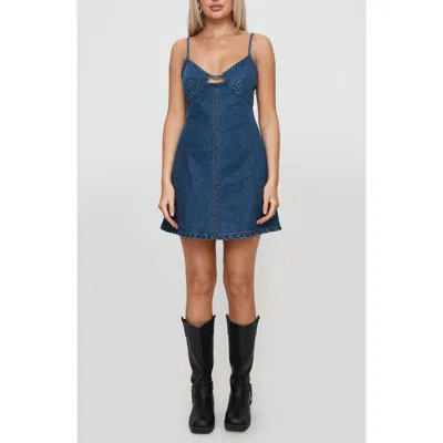 Princess Polly Arwen Sleeveless Denim Minidress In Blue