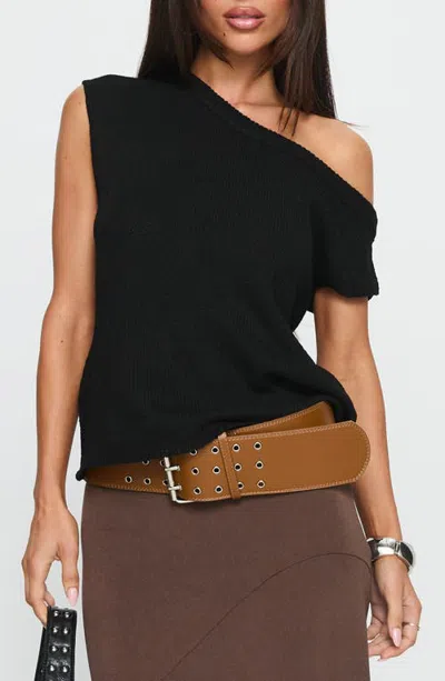 Princess Polly Ashfield One-shoulder Sweater In Black