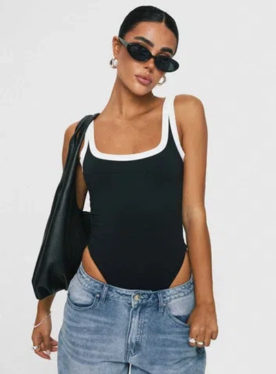 Princess Polly Astrea Bodysuit Black / White In Black/white