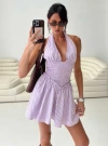 Princess Polly Attracted Halter Mini Dress In Purple Stripe
