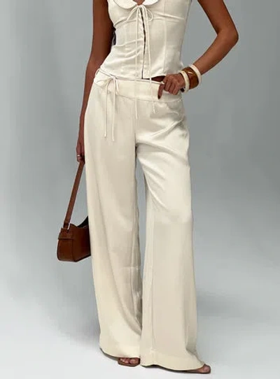 Princess Polly Aubrette Satin Wide Leg Pants In White