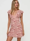 Princess Polly Aurianna Floral Flutter Sleeve Minidress In Pink Floral