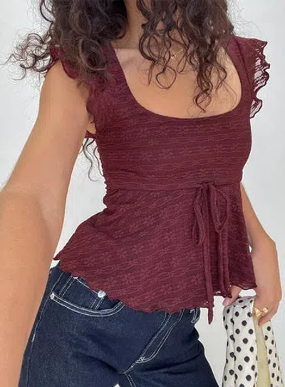 Princess Polly Auroraah Ruffle Babydoll Crop Top In Burgundy