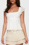 Princess Polly Auroraah Frill Top In Burgundy