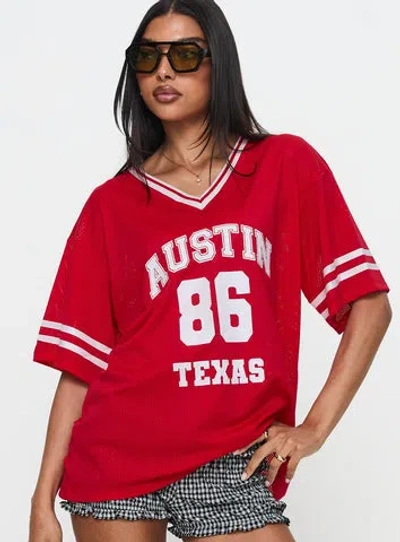 Princess Polly Austin Texas Sports Jersey Top In Red