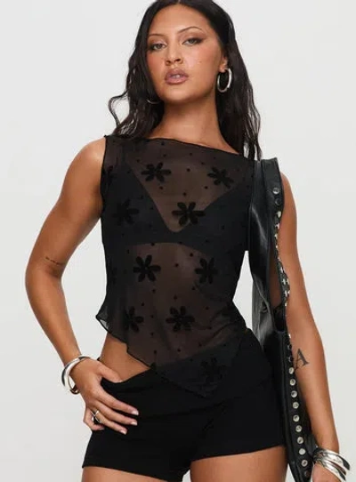 Princess Polly Avelaine Mesh Top In Black