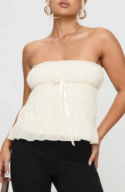 Princess Polly Avelina Lace Trim Strapless Top In White
