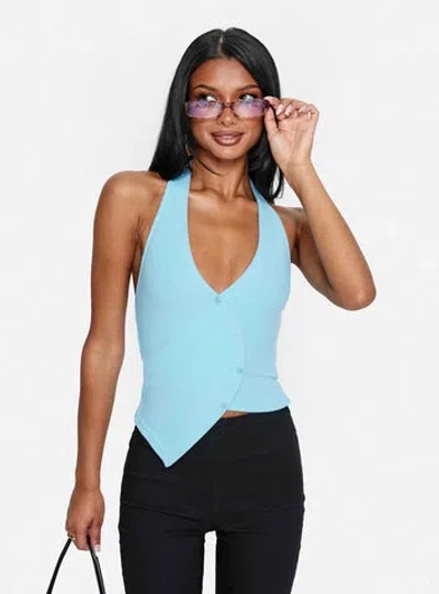 Princess Polly Avrilla Wrap Knit Top In Blue