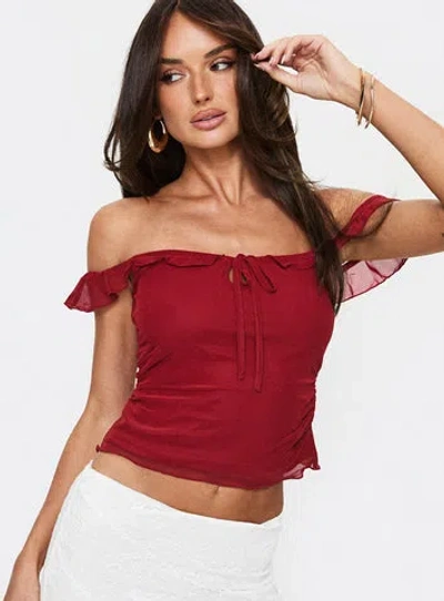 Princess Polly Ayaan Off The Shoulder Top In Red
