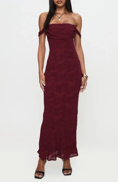 Princess Polly Azura Off The Shoulder Gown In Burgundy