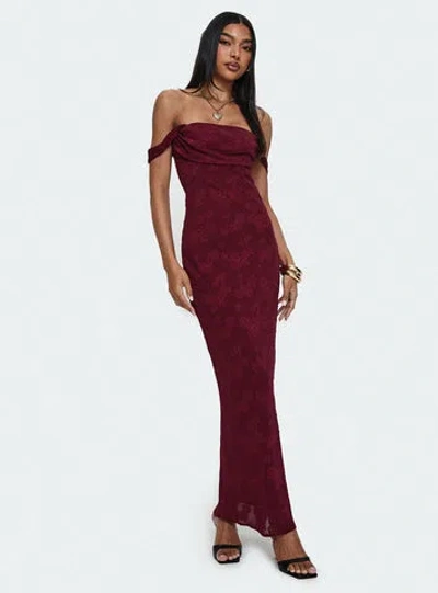 Princess Polly Azura Off The Shoulder Maxi Dress In Burgundy