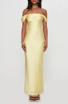 Princess Polly Azura Off The Shoulder Satin Gown In White