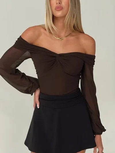 Princess Polly Babette Off The Shoulder Bodysuit In Brown